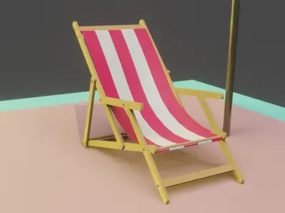 beach chair and umbrella 3D model