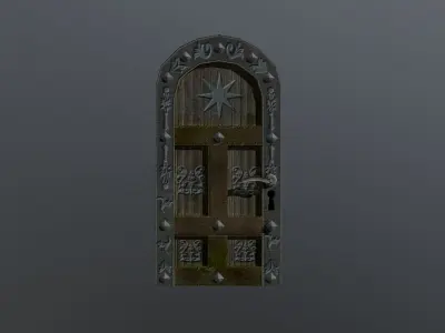 The Wooden Medieval Door Low-poly 3D model