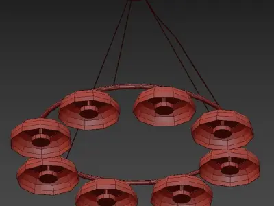 Blossi 8 circular chandelier with clear glass shades 3D model