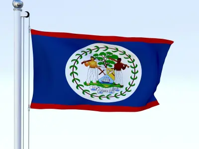 Animated Belize Flag Low-poly 3D model