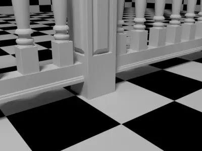 Exterior Railing - White Vinyl - Style 11 3D model