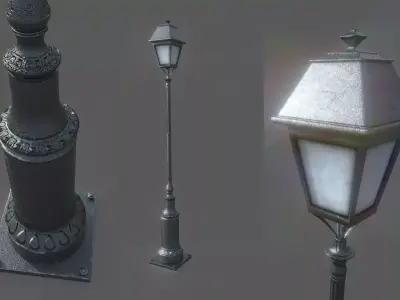 Lampost street lamp Low-poly 3D model