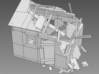 Old hut Low-poly 3D model