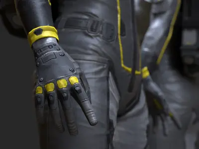 Female Space Suit Black LITE VERSION Low-poly 3D model