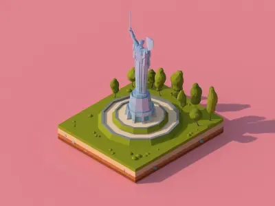 Cartoon Lowpoly Motherland Monument Low-poly 3D model