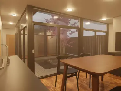 A House with a Courtyard That Reflects the Seasons 3D model