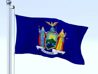 Animated New York Flag Low-poly 3D model