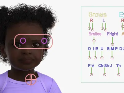  One Year Old Black Girl in Bodysuit Rigged 