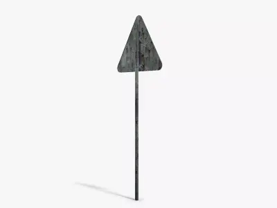 Damaged Uneven Road Sign Low-poly 3D model