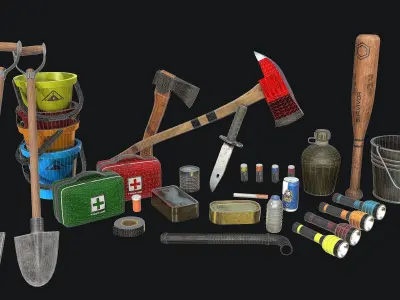 Survival Game Props PBR Low-poly 3D model
