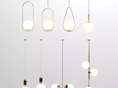 Modern round pendant lamp free Free 3D model