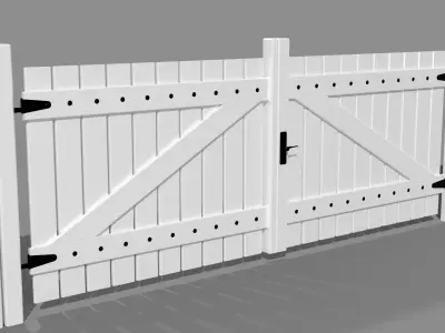 Fences fence and gate Low-poly 3D model