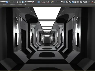 SCI FI INTERIOR SCENE SPACE SHIP CORRIDOR Low-poly 3D model