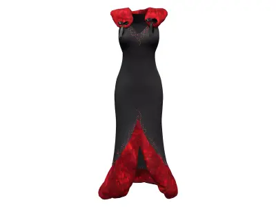 Gothic Gown with Fur Low-poly 3D model