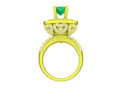 Luxury Double Halo Round Emerald Ring for Women 5682 3D print model