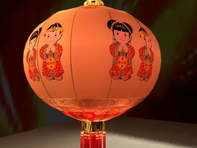 Chinese red lantern Low-poly 3D model