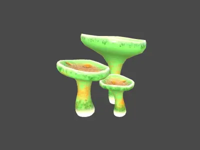 Fantasy Mushroom J09 Green Orange - Scene Backdrop Design Low-poly 3D model