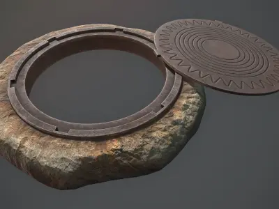 Sewer Hatch v6 Low-poly 3D model