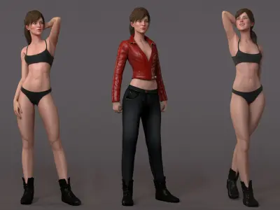 Female Base With Outfit Low-poly 3D model