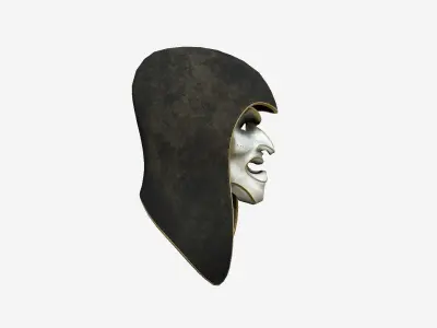 Assassin Mask A02 Black White - Character Design Fashion Low-poly 3D model