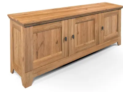 Country Cabinet 3 Door Solid Natural Oak  3D model
