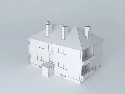 Small Slanted Roof Building Low-poly 3D model