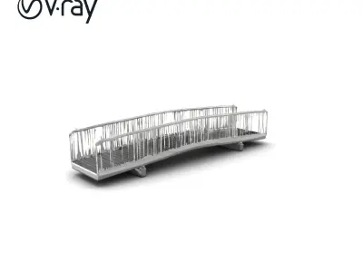 Curved Modular Walkway Bridge I model pack Low-poly 3D model