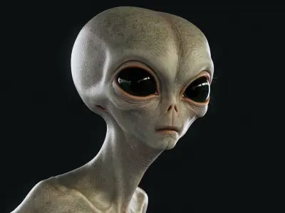 Humanoid Grey Alien - Rigged Low-poly 3D model