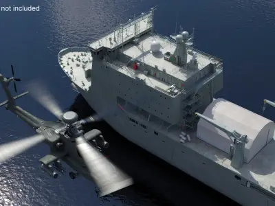  Combat Landing Vessel with Helicopter 
