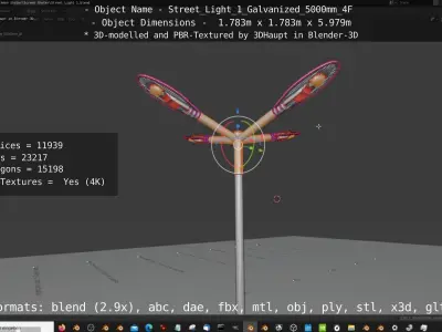 Street Light 1 Galvanized 5000mm 4F Low-poly 3D model