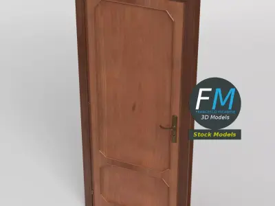 Wood Panel Interior Door 3D model