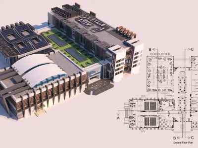 4 Projects - Art Center 2021 - 2Ds Plans - 3Ds Files 3D Model Pack