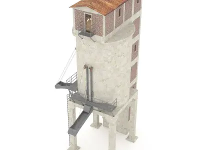 Concrete coal silo 3D model