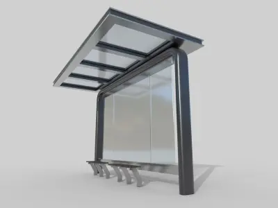 Bus Shelter 04 Low-poly 3D model