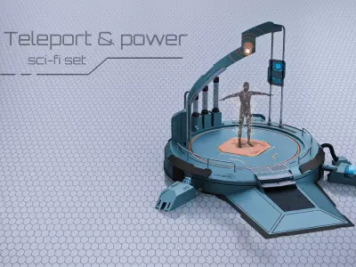 Teleport and Power Sci-fi Set Low-poly 3D model