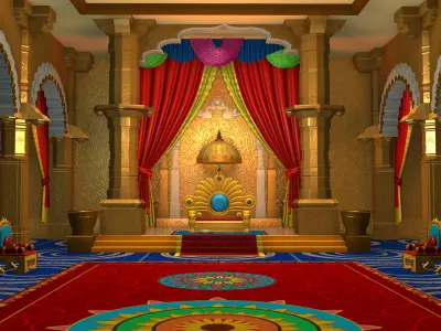 Ancient Indian Palace Ballroom 3D model