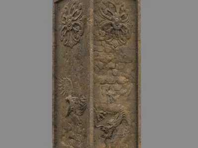 pillar 4 set of four wooden pillars Low-poly 3D model