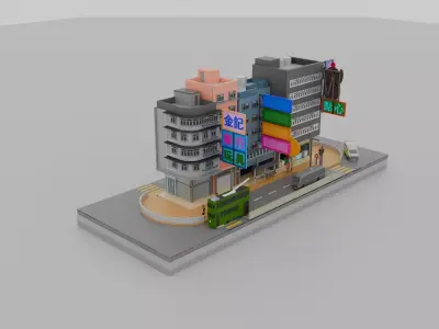 Hong Kong Building Pack 2 Low-poly 3D model