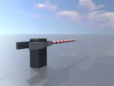 Railway Crossing Barrier 3 m closed Low-poly 3D model