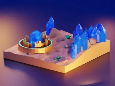 Low-poly desert crystal in Low-poly 3D model
