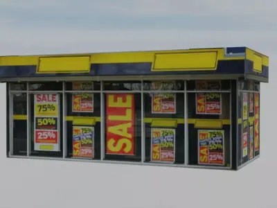 Low Poly Retail Shop Low-poly 3D model