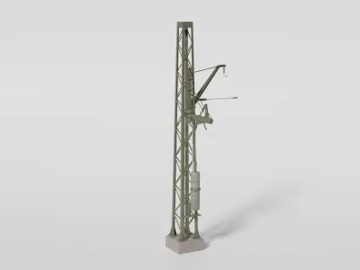 Railtrack wire compensator mast Low-poly 3D model