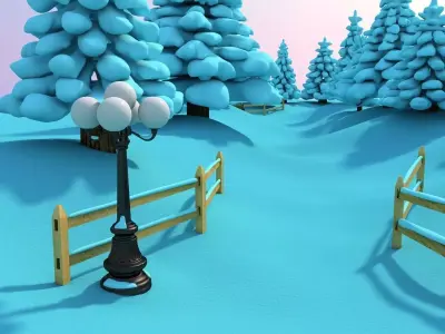 Snowy Outdoor Scene 3D model