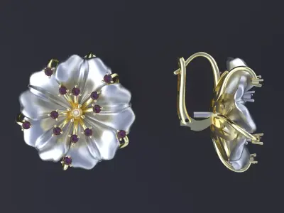 Designer earring with transform-flower  for cnc or  3D print model