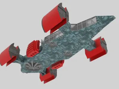 Space - T Spaceship Low-poly 3D model