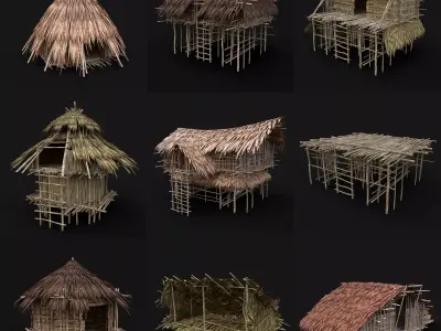 BUILDER JUNGLE TRIBAL HUTS HOUSES PACK AAA NEXTGEN