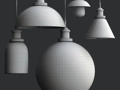 Glass Bulb Cluster Pendant Light 3D model