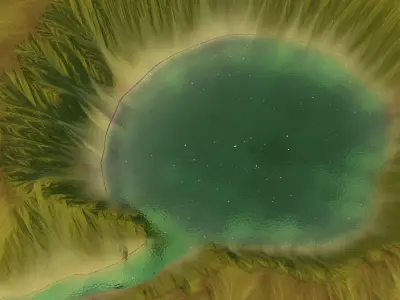 Volcanic Lake Terrain terrain Low-poly 3D model