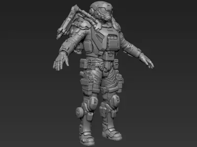 Sci-Fi Military Armour Basemesh 004 3D model