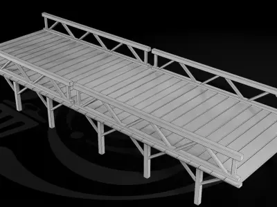 AAA Medieval Wooden Bridge 01 R Low-poly 3D model